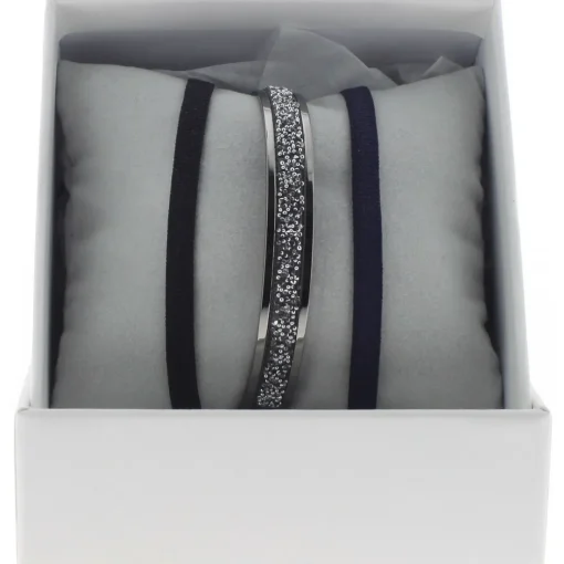 Bracelet Les Interchangeables A47071 - Bracelet Coffret Jonc Ruban Ruthenium Femme