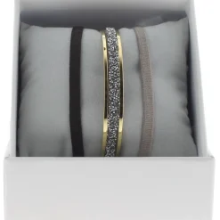 Bracelet Les Interchangeables A47069 - Bracelet Coffret Jonc Ruban Or Jaune Cristal Femme