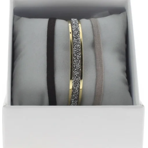 Bracelet Les Interchangeables A47069 - Bracelet Coffret Jonc Ruban Or Jaune Cristal Femme