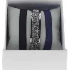Bracelet Les Interchangeables A47067 - Bracelet Coffret Jonc Ruban Ruthenium Cristal Femme