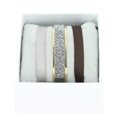 Bracelet Les Interchangeables A47065 - Bracelet Coffret Jonc Ruban Or Jaune Cristal Femme