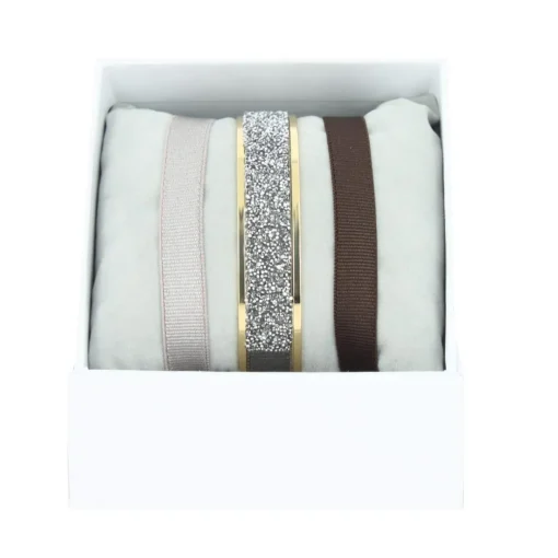 Bracelet Les Interchangeables A47065 - Bracelet Coffret Jonc Ruban Or Jaune Cristal Femme