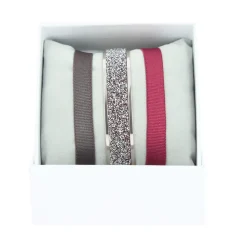 Bracelet Les Interchangeables A47064 - Bracelet Coffret Jonc Ruban Palladium Cristal Femme