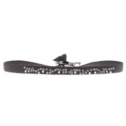 Bracelet Les Interchangeables A38412 - Bracelet Tissu Gris Cristaux de haute qualité Femme