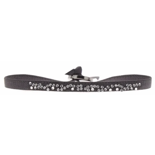 Bracelet Les Interchangeables A38412 - Bracelet Tissu Gris Cristaux de haute qualité Femme