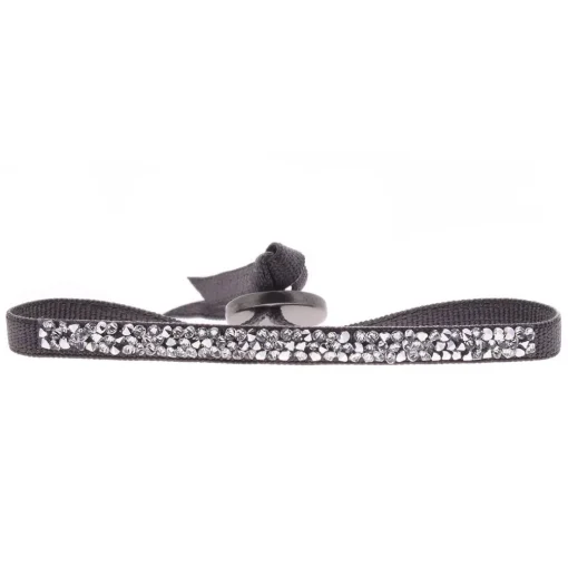 Bracelet Les Interchangeables A39542 - Bracelet Tissu Gris Cristaux de haute qualité Femme