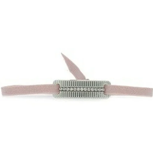 Bracelet Les Interchangeables A55813 - Plaque Ruban Strie Strasse Beige Rose Palladium Femme