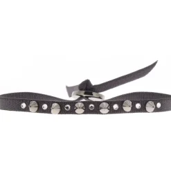 Bracelet Les Interchangeables A38169 - Bracelet Tissu Gris Cristaux de haute qualité Femme