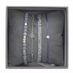 Bracelet Les Interchangeables A38629 - Bracelet Tissu Bleu Cristaux de haute qualité Femme