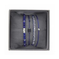 Bracelet Les Interchangeables A38642 - Bracelet Tissu Bleu Cristaux de haute qualité Femme