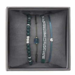 Bracelet Les Interchangeables A38643 - Bracelet Tissu Bleu Cristaux de haute qualité Femme