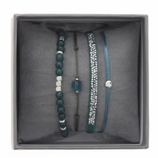 Bracelet Les Interchangeables A38643 - Bracelet Tissu Bleu Cristaux de haute qualité Femme