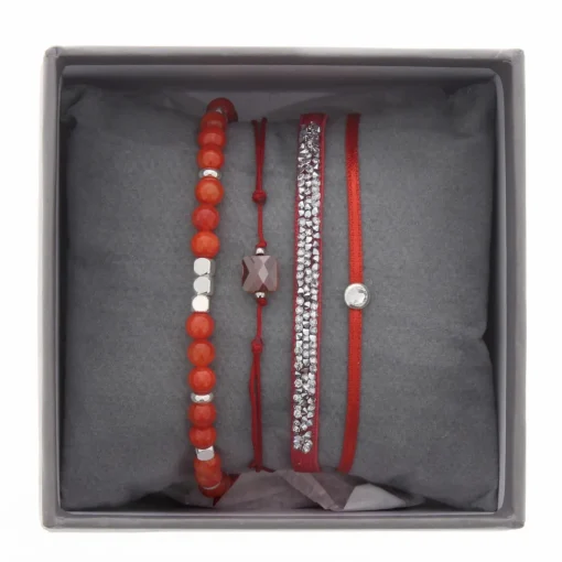 Bracelet Les Interchangeables A38647 - Bracelet Tissu Orange Cristaux de haute qualité Femme