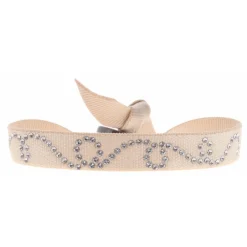 Bracelet Les Interchangeables A37942 - Bracelet Tissu Beige Cristaux de haute qualité Femme