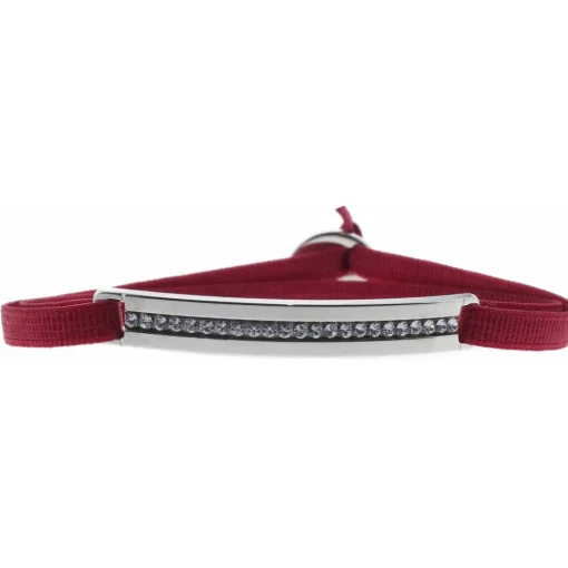 Bracelet Les Interchangeables A41184 - Bracelet Tissu Rouge Cristaux de haute qualité Femme