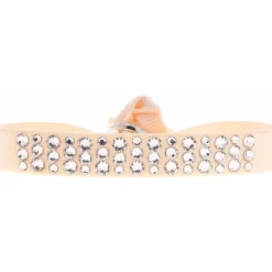 Bracelet Les Interchangeables A36902 - Bracelet Tissu Rose Cristaux de haute qualité Femme