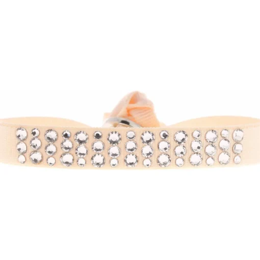 Bracelet Les Interchangeables A36902 - Bracelet Tissu Rose Cristaux de haute qualité Femme