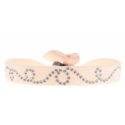 Bracelet Les Interchangeables A37939 - Bracelet Tissu Rose Cristaux de haute qualité Femme