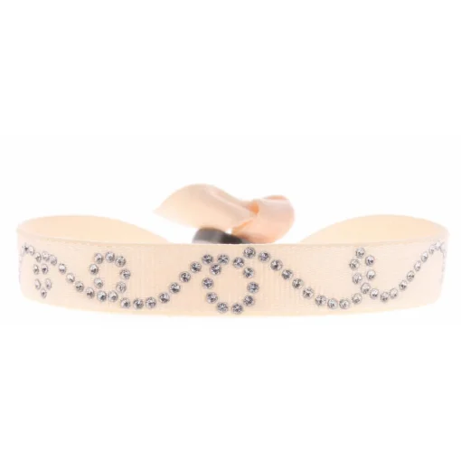 Bracelet Les Interchangeables A37939 - Bracelet Tissu Rose Cristaux de haute qualité Femme