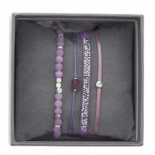 Bracelet Les Interchangeables A38649 - Bracelet Tissu Rose Cristaux de haute qualité Femme