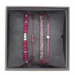Bracelet Les Interchangeables A38648 - Bracelet Tissu Rose Cristaux de haute qualité Femme