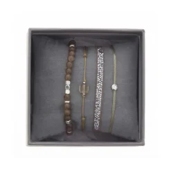 Bracelet Les Interchangeables A38634 - Bracelet Tissu Beige Cristaux de haute qualité Femme