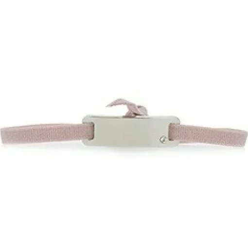 Bracelet Les Interchangeables A55642 - Plaque Ruban Lisse Strasse Beige Rose Palladium Femme