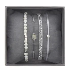Bracelet Les Interchangeables A38632 - Bracelet Tissu Beige Cristaux de haute qualité Femme