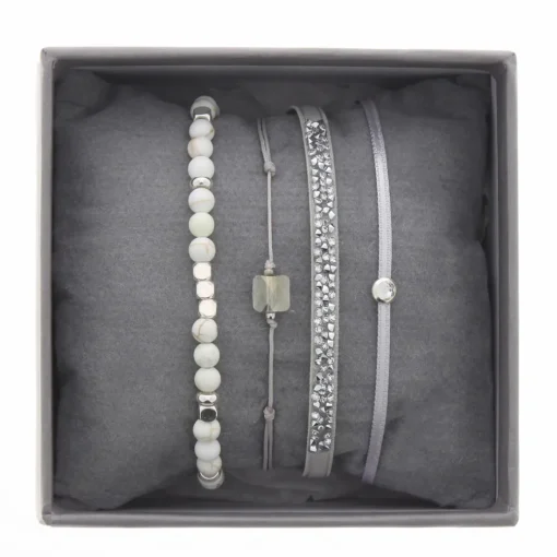 Bracelet Les Interchangeables A38632 - Bracelet Tissu Beige Cristaux de haute qualité Femme