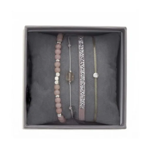 Bracelet Les Interchangeables A38637 - Bracelet Tissu Rose Cristaux de haute qualité Femme