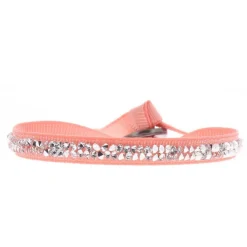 Bracelet Les Interchangeables A36218 - Bracelet Tissu Rose Cristaux de haute qualité Femme