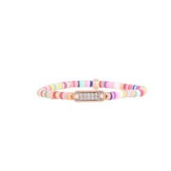Bracelet Les Interchangeables A58764 - Mini Plaque 2 Rangs Perle Gomme Multicolore Clair Femme
