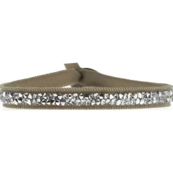 Bracelet Les Interchangeables A24925 - Bracelet Tissu Beige Cristaux de haute qualité Femme