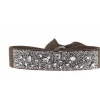 Bracelet Les Interchangeables A36951 - Bracelet Tissu Marron Cristaux de haute qualité Femme