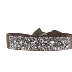 Bracelet Les Interchangeables A36951 - Bracelet Tissu Marron Cristaux de haute qualité Femme