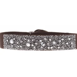 Bracelet Les Interchangeables A39572 - Bracelet Tissu Marron Cristaux de haute qualité Femme
