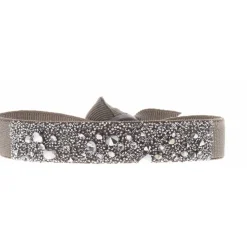 Bracelet Les Interchangeables A36465 - Bracelet Tissu Marron Cristaux de haute qualité Femme