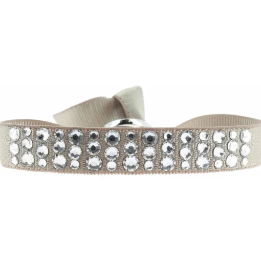 Bracelet Les Interchangeables A32509 - Bracelet Tissu Beige Cristaux de haute qualité Femme