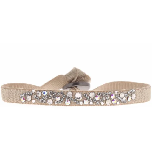 Bracelet Les Interchangeables A34564 - Bracelet Tissu Beige Cristaux de haute qualité Femme
