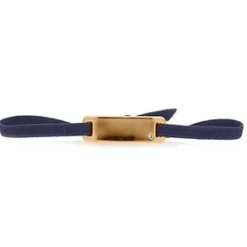 Bracelet Les Interchangeables A55611 - Plaque Ruban Lisse Strasse Marine Or Rose Femme