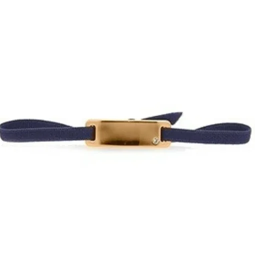 Bracelet Les Interchangeables A55611 - Plaque Ruban Lisse Strasse Marine Or Rose Femme