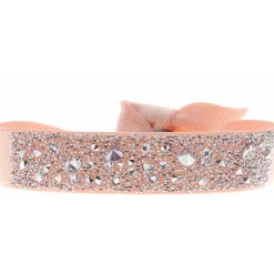 Bracelet Les Interchangeables A39570 - Bracelet Tissu Rose Cristaux de haute qualité Femme