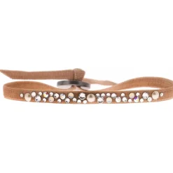 Bracelet Les Interchangeables A41164 - Bracelet Tissu Beige Cristaux de haute qualité Femme