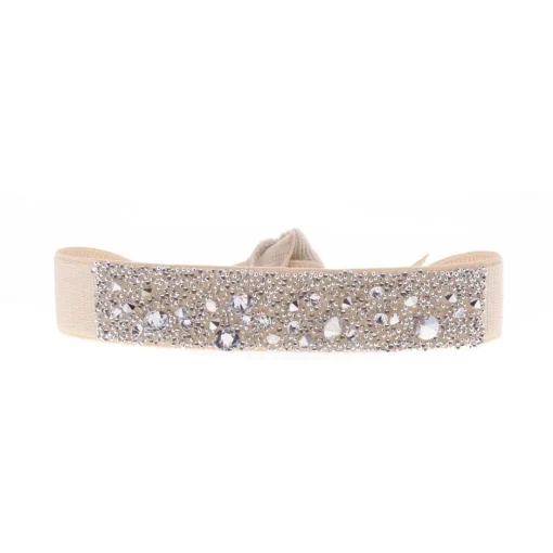 Bracelet Les Interchangeables A36455 - Bracelet Tissu Beige Cristaux de haute qualité Femme