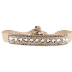 Bracelet Les Interchangeables A40129 - Bracelet Tissu Beige Cristaux de haute qualité Femme