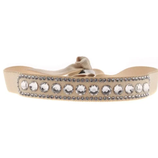 Bracelet Les Interchangeables A40129 - Bracelet Tissu Beige Cristaux de haute qualité Femme
