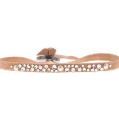 Bracelet Les Interchangeables A36683 - Bracelet Tissu Beige Cristaux de haute qualité Femme