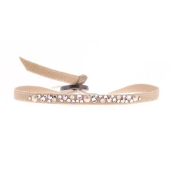 Bracelet Les Interchangeables A38386 - Bracelet Tissu Beige Cristaux de haute qualité Femme