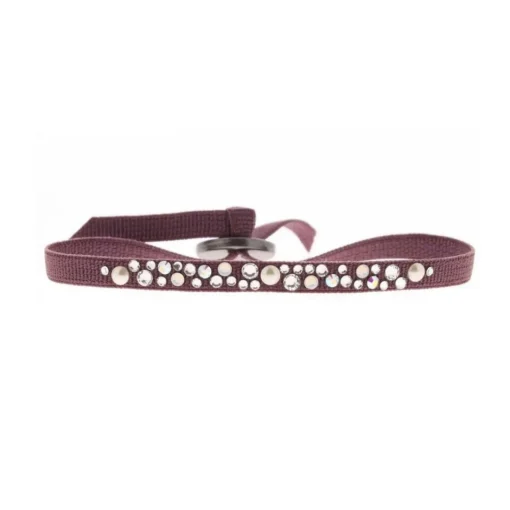 Bracelet Les Interchangeables A36661 - Bracelet Tissu Rose Cristaux de haute qualité Femme