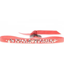 Bracelet Les Interchangeables A36681 - Bracelet Tissu Orange Cristaux de haute qualité Femme